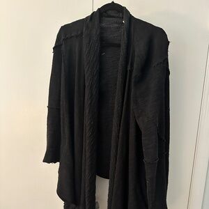 Free People Black Asymmetrical Sweater Jacket Zip Sleeves